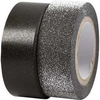 Washi-tape i sort og sølv