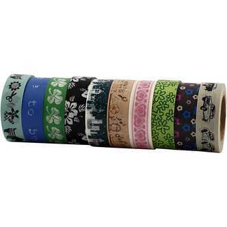Washi-tape i diverse mønstre (10 ruller)