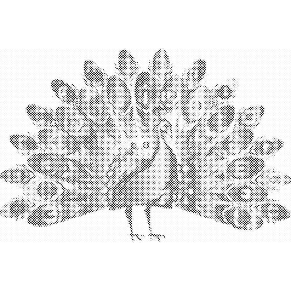 Mal med Prikker - Stolt påfugl - Uden ramme - 120 x 80 cm