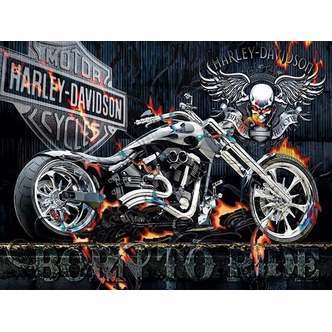 Harley Davidson - Sort baggrund - Runde sten - 60 x 80 cm - Lærred, sten, pen, bakke, gele, poser til stenene
