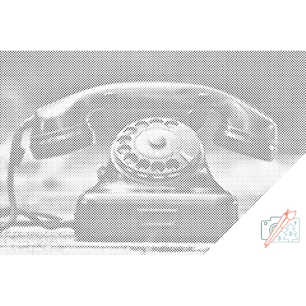 Mal med Prikker - Gammeldags telefon - Uden ramme - 80 x 60 cm