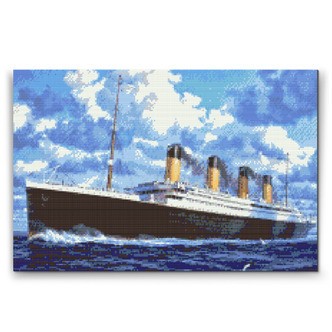 Titanic - Premium - Firkantede sten - 60 x 40 cm - Lærred, sten, pen, bakke, gele, poser til stenene - Uden ramme