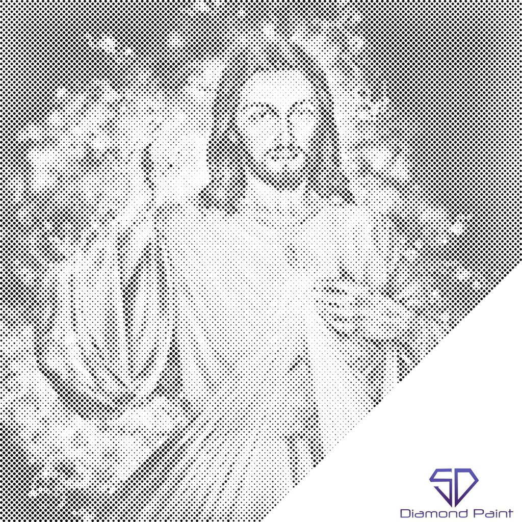 Mal med Prikker - Jesus - Uden ramme - 80 x 80 cm