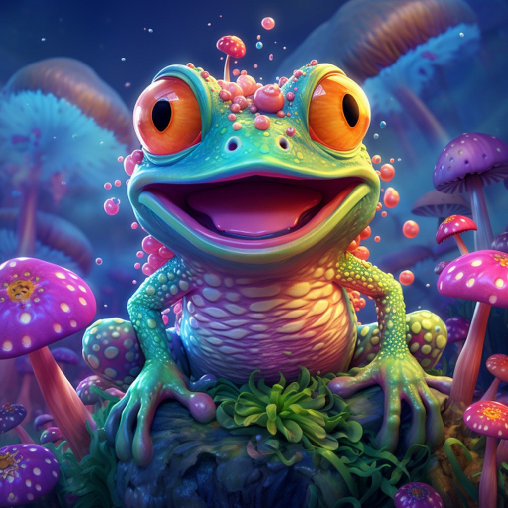 Farverig frø - Premium - Firkantede sten - 50 x 50 cm - med-saml-selv-ramme - Lærred, sten, pen, bakke, gele, poser til stenene