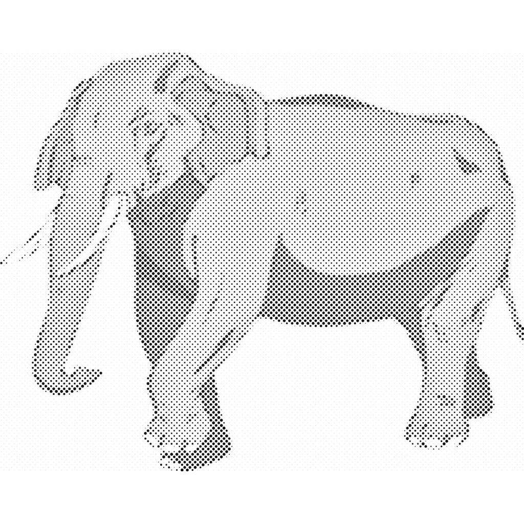Mal med Prikker - Stor elefant - Uden ramme - 80 x 60 cm