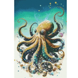 Blæksprutte - Premium - Firkantede sten - 40 x 60 cm - Lærred, sten, pen, bakke, gele, poser til stenene - med-saml-selv-ramme
