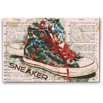 Converse sneakers - Premium - Runde sten - 120 x 80 cm - Lærred, sten, pen, bakke, gele, poser til stenene - med-saml-selv-ramme