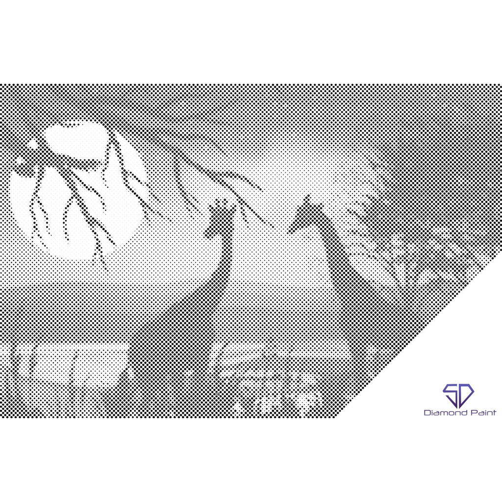 Mal med Prikker - Giraffer i Afrika - Opspændt på ramme - 60 x 40 cm
