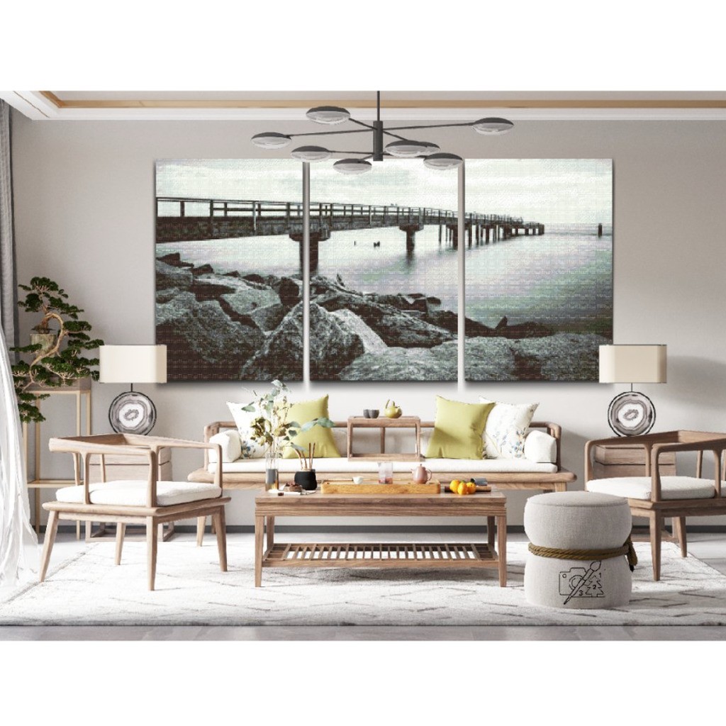 Baltics i 3 dele - Premium - Firkantede sten - 3 x 40x60 cm - med-saml-selv-ramme