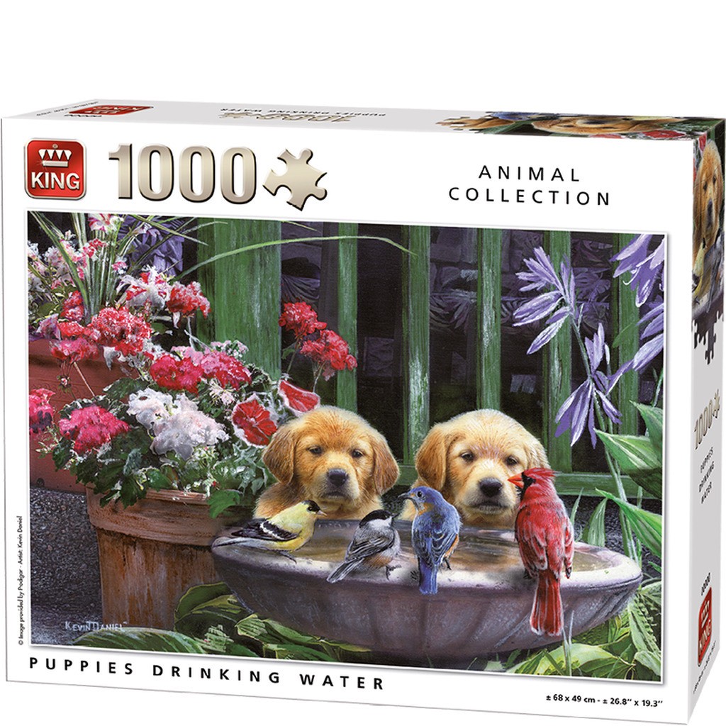 Puppies Drinking Water - 1000 brikker