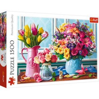 Blomster i Vaser - 1500 brikker