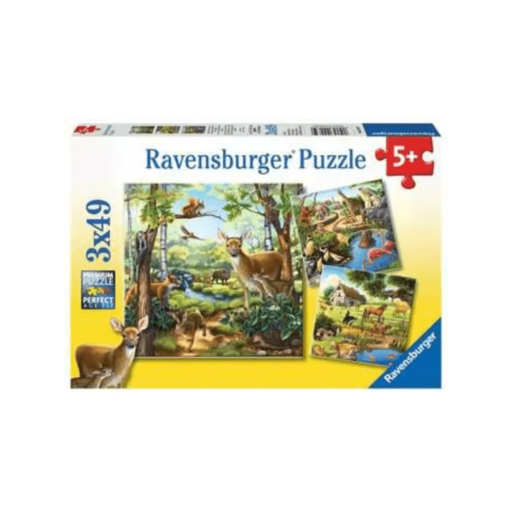 Puslespil Forest/Zoo/Dom.Animals 3x49 Brikker - Legekammeraten.dk
