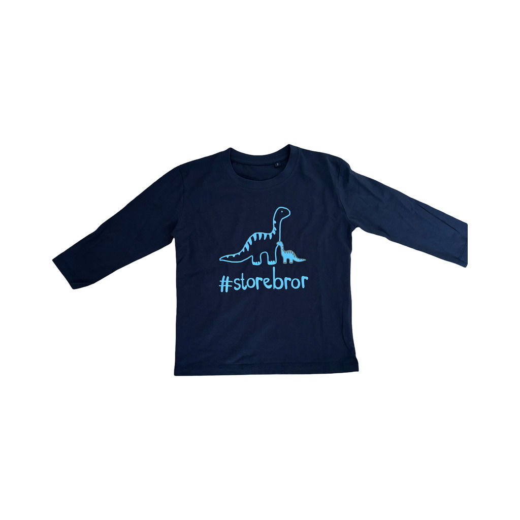 Storebror T-shirt L/S, Blue Navy Med Sky Blue Print - Jeg skal være storebror t-shirt - Legekammeraten.dk