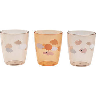 Done by Deer 3-pak Mini Glas Happy Clouds, Papaya - kop - Legekammeraten.dk