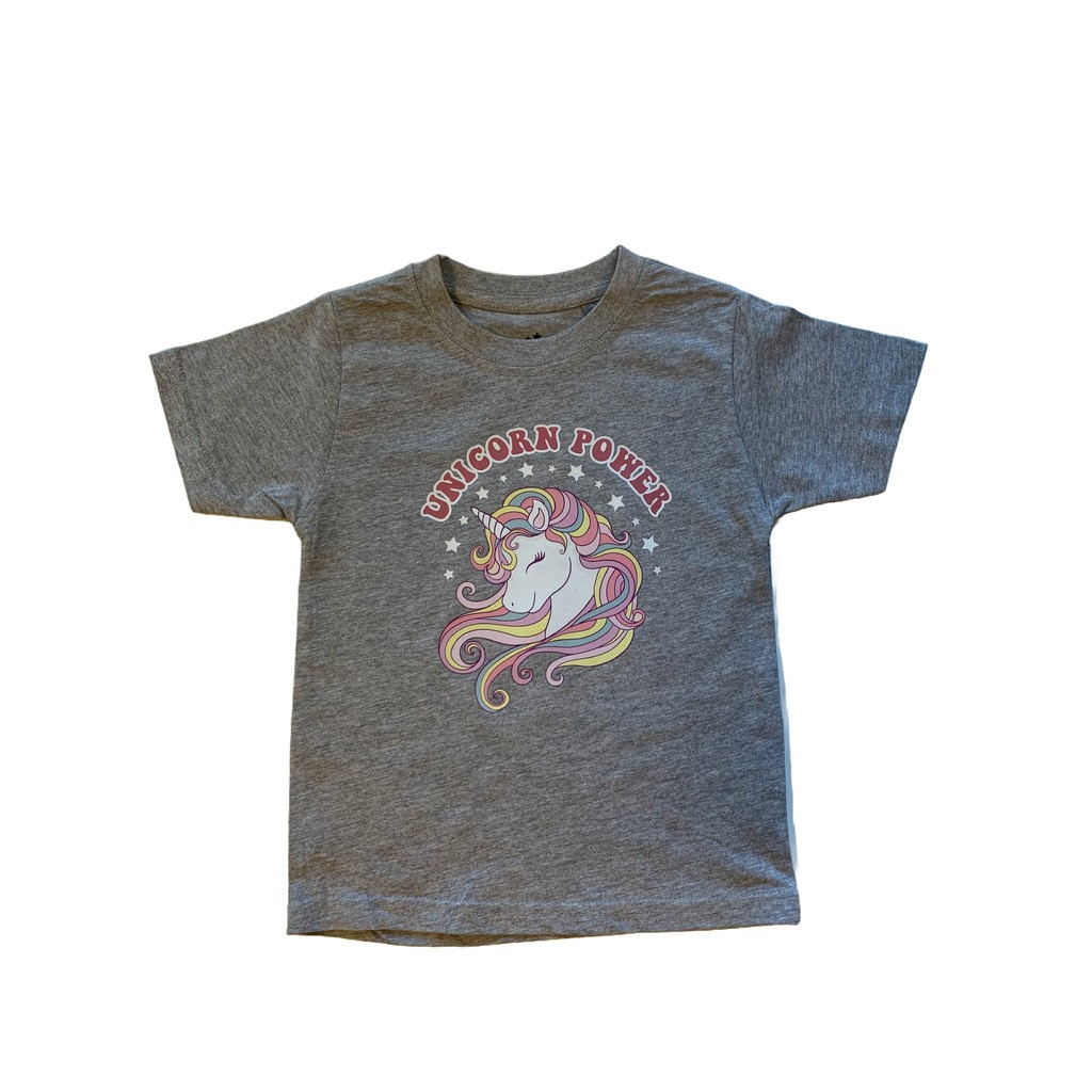 T-Shirt Med Sød Enhjørning  S/S, Oxford Grey - T-Shirt - Legekammeraten.dk