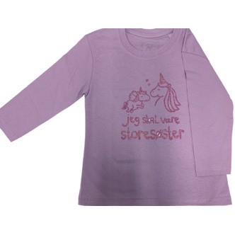 Jeg Skal Være Storesøster T-Shirt L/S, Lavender Med Lilla Krystalina Tryk - Jeg skal være storesøster T-Shirt - Legekammeraten.dk