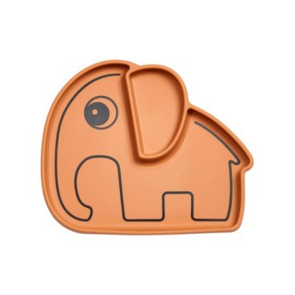 Done by Deer Silikone Tallerken Med Sugekop, Elefant, Mustard - tallerkener - Legekammeraten.dk
