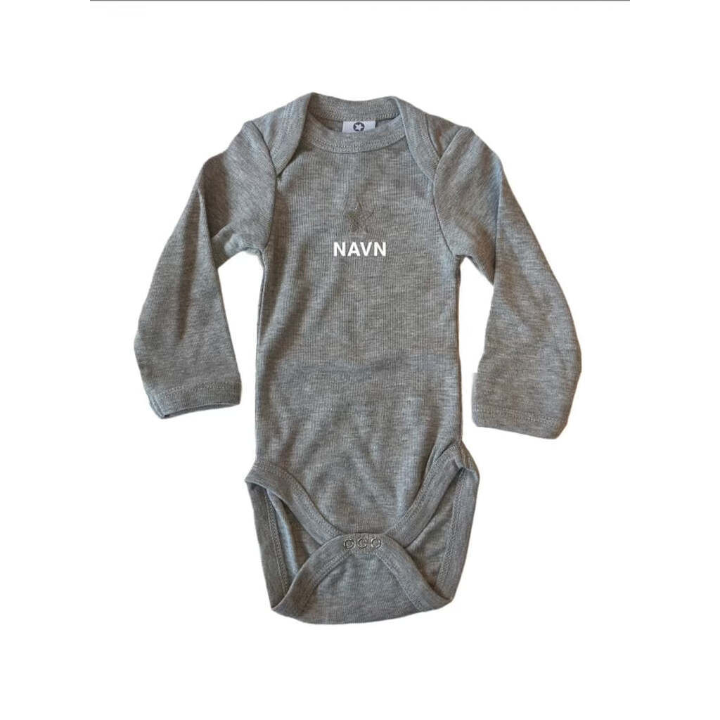 Smallstuff Body Med Navnetryk, Langærmet - Grå Maleret - Legekammeraten.dk