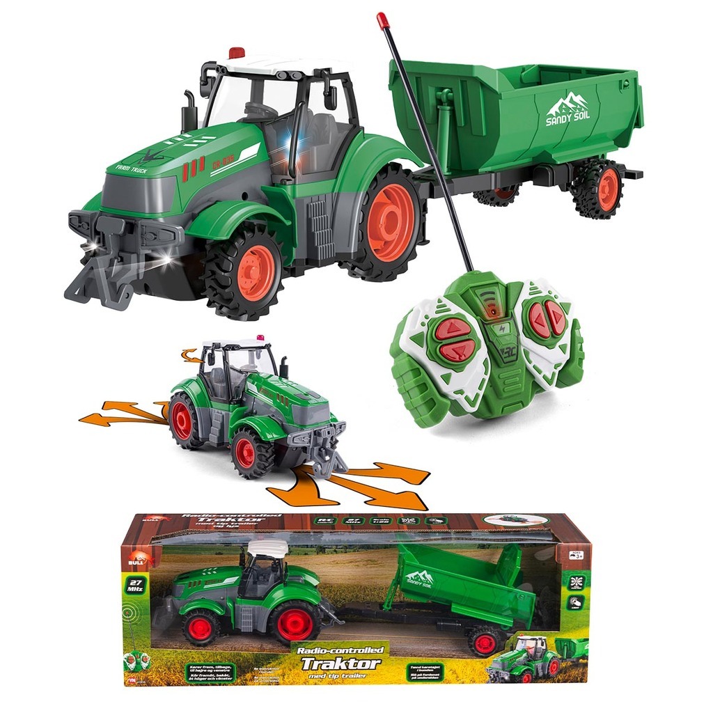 BULL R/C Traktor Med Anhænger - RC Traktor - Legekammeraten.dk