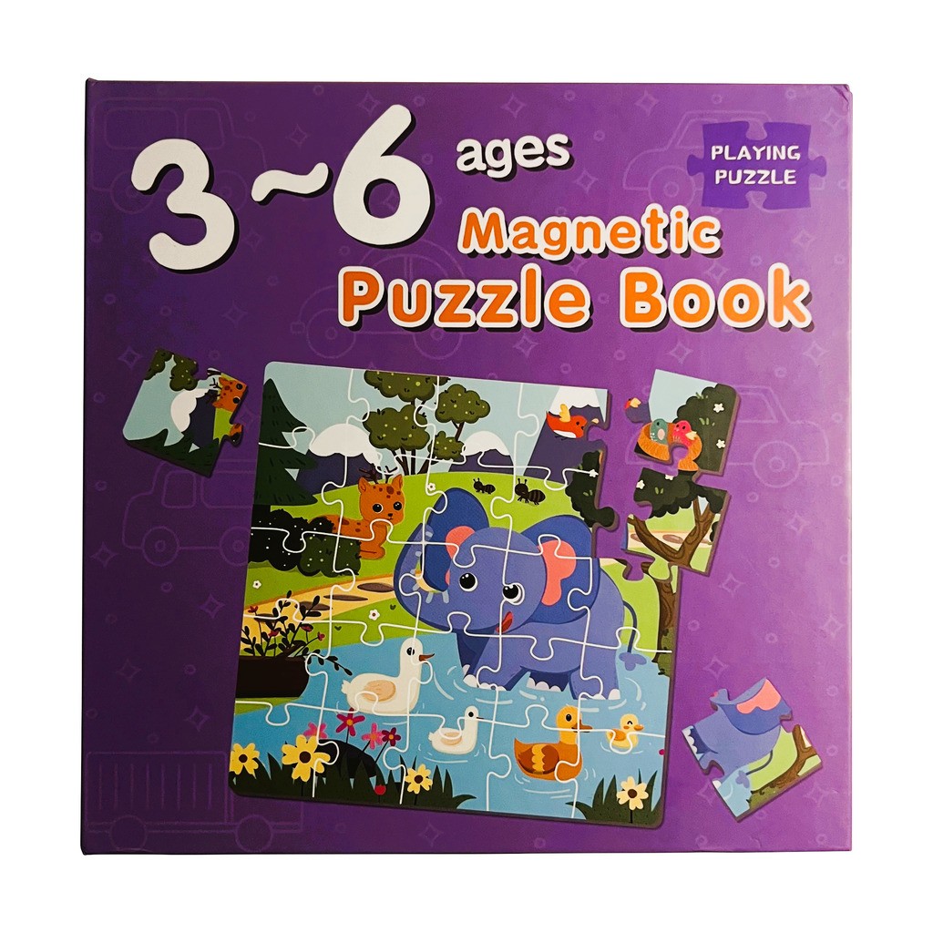 Magnet Puslespil, bog med 3 stk. 1-6 år - Dyr / 3 - 6 år