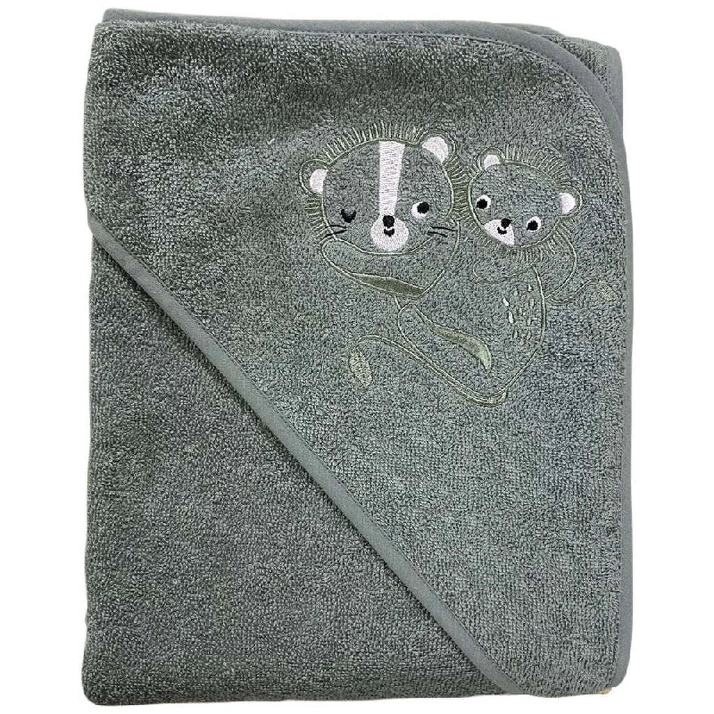 Badeslag Grøn m/ Mor & Barn Apl. Str. 75x75 cm. Oeko Tex