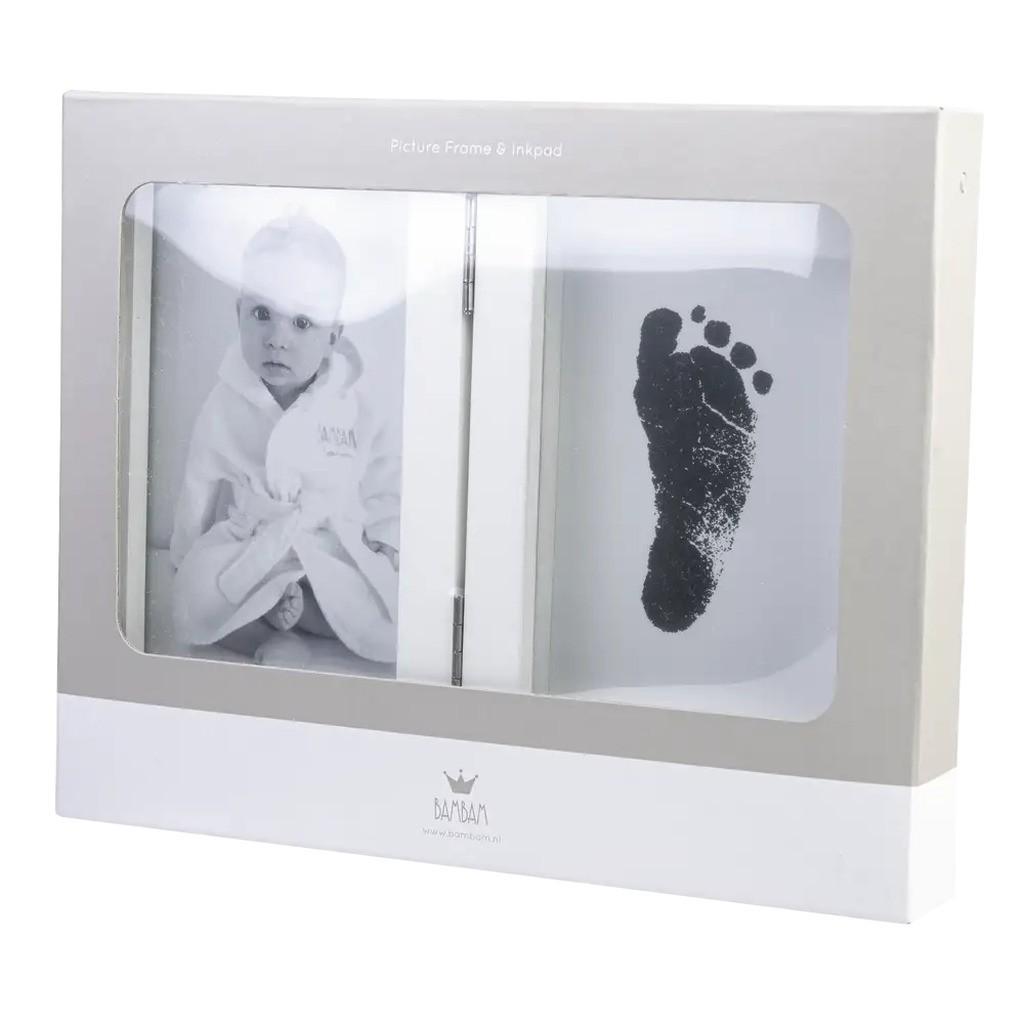 Bambam - Billedramme + Blæk Fod/håndaftryksæt i Gaveæske