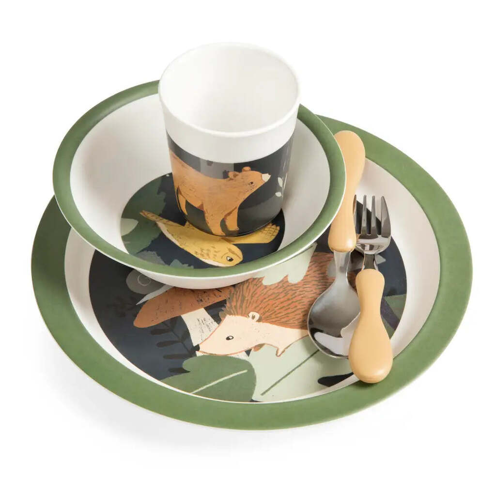 Sebra Melamin Spisesæt - Nightfall - Midnight Green