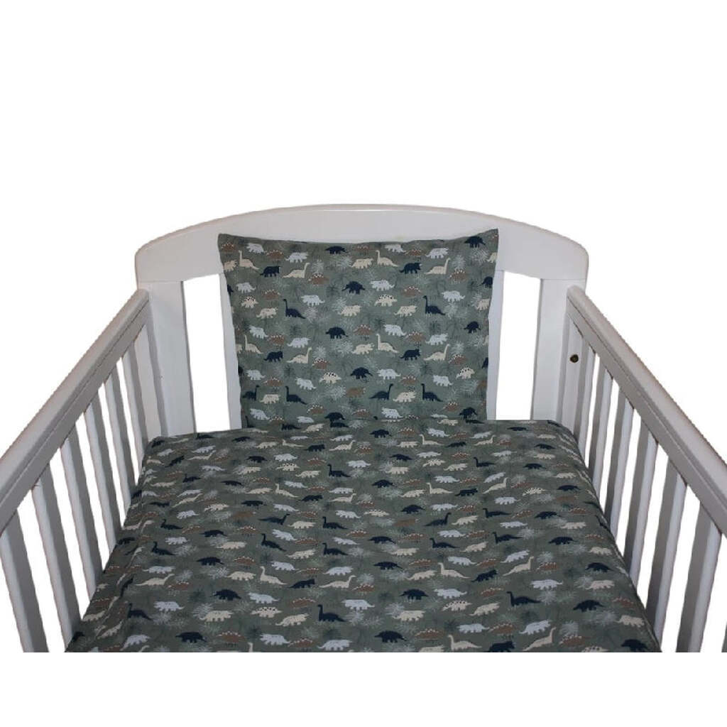 NM Baby Sengelinned - Grøn Bund m/ Farverige Dinoer