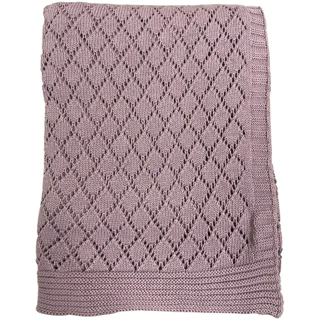 NM Strikket Bomuldsplaid, Blomme Imp. 227 str. 75x100 cm.