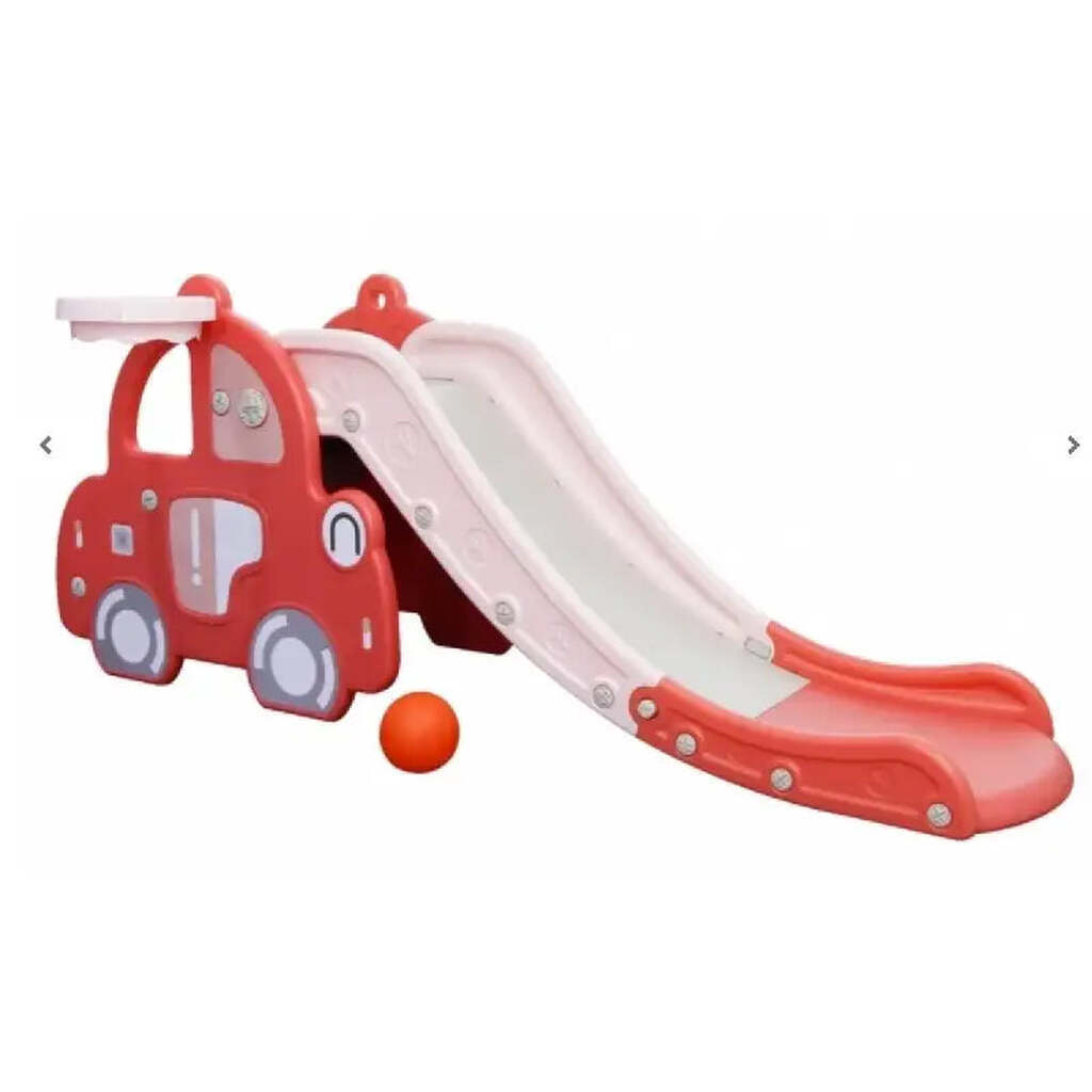 Kids Zone Bil Pink Med Rutsjebane og Basket