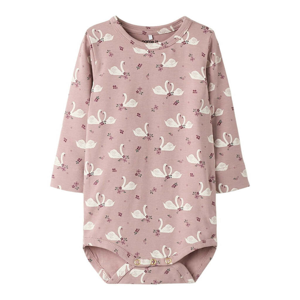 Name It Langærmet Body Med Svane Print, Str. 56-92 - 68