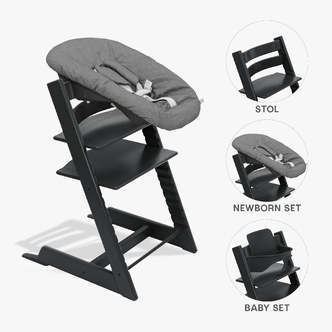 Stokke Tripp Trapp Bundle - Højstol, Babyset og Newborn - Sort