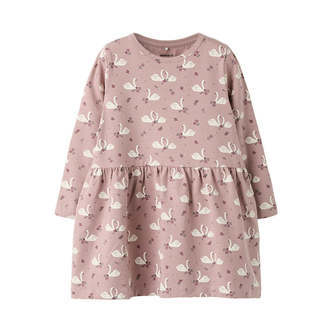 Name It Langærmet Kjole Med Svane Print, Str. 92-116 - 98