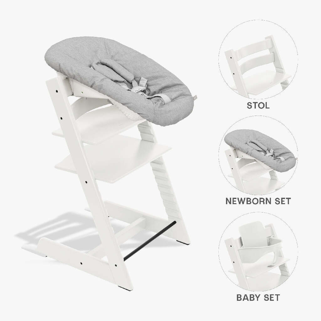 Stokke Tripp Trapp Bundle - Højstol, Babyset og Newborn - Hvid