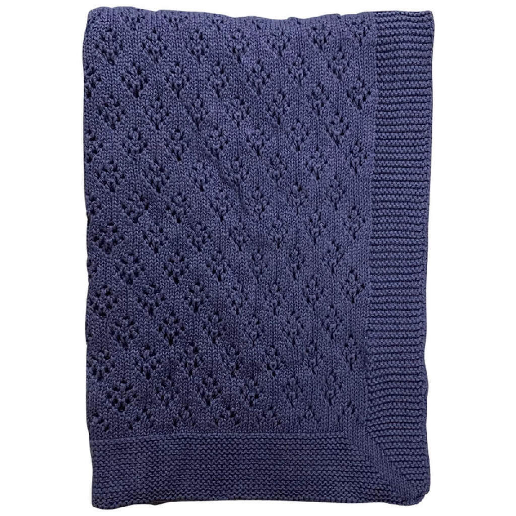 Baby Plaid - Bomuld Strikket Imp. 81a - Mellemblå