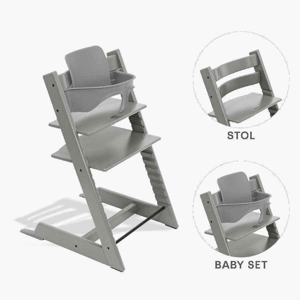 Stokke Tripp Trapp Bundle - Højstol og Babyset - Storm Grey