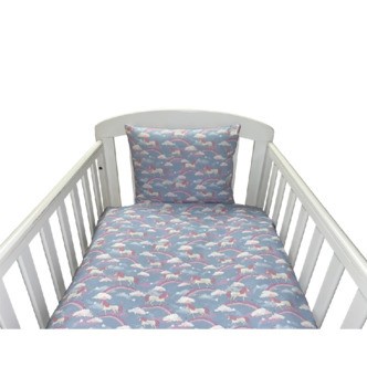 NM Baby Sengelinned - Denim Enhjørning og Regnbue