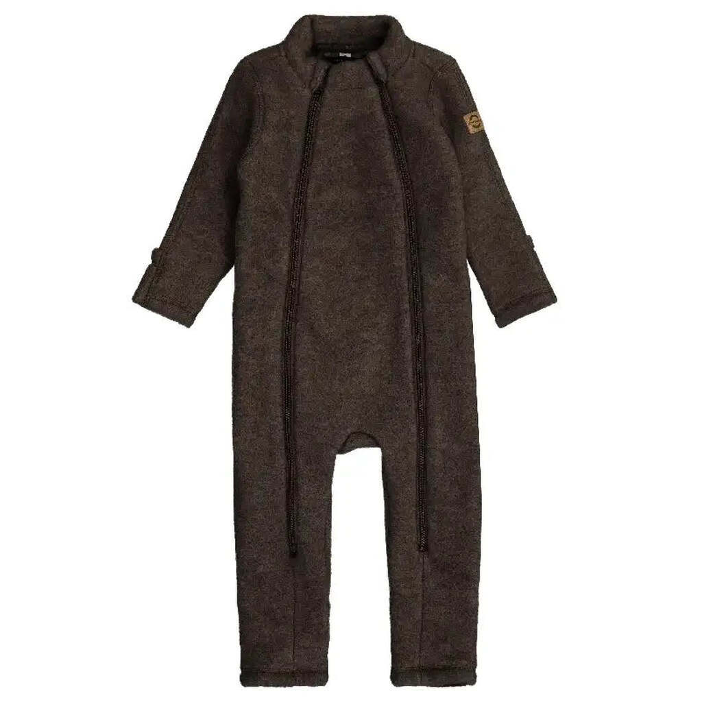 Mikk-line Ulddragt - Dark Brown Melange - Str. 56-98 - 56