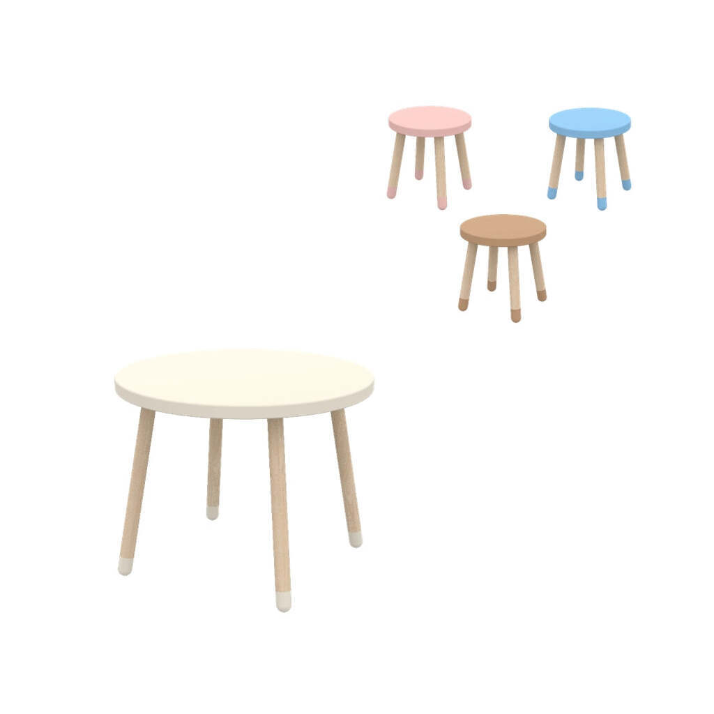 Flexa Dots 1 Bord + 1 Taburet - Blue Skies / Cream