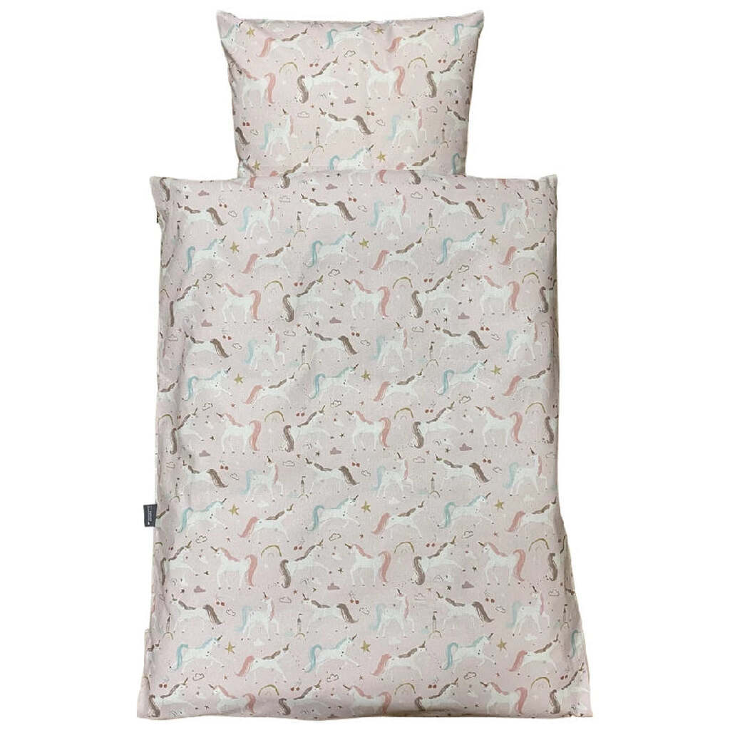 NM Baby Sengelinned - Rosa Enhjørninger m/ Farvet Hår