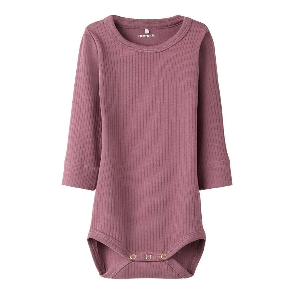 Name It Langærmet Rib Body. Str. 56-92 - Mørk Rosa