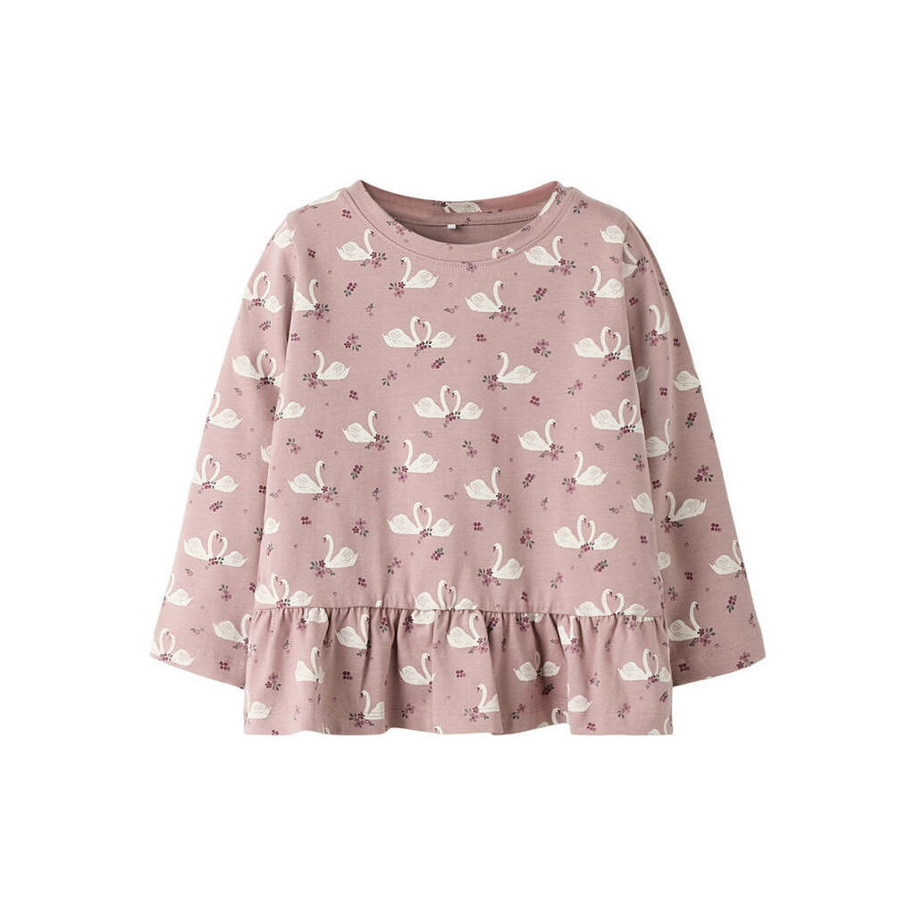 Name It Langærmet Top Med Svane Print, Str. 92-116 - 98