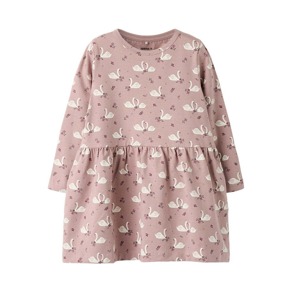 Name It Langærmet Kjole Med Svane Print, Str. 92-116 - 104