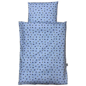 NM Baby Sengesæt - Lyseblå m/ Blå Traktorer