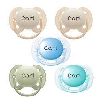 Philips Avent Ultra Soft, Str. 1 (0-6 Mdr.), Symmetrisk - Silikone, Sutter Med Navn , 5-pak