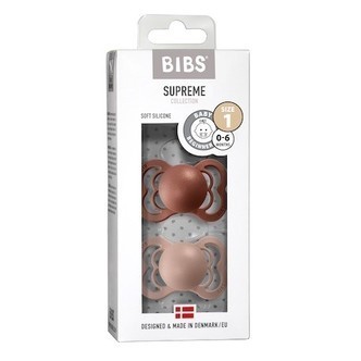 Bibs Supreme - 2-pak,  Str. 1 (0-6 Mdr.),  Symmetrisk - Silikone,