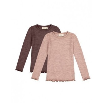 T-shirt I 1x1 Rib Med Lange Ærmer I 100% Merino Uld, Oeko-texÂ®, 2-pak