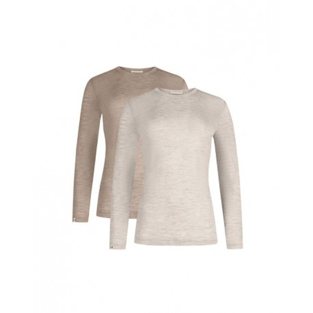 Langærmet T-shirt Til Dame I 100% Merino Uld, 1x1 Rib, 2-pak