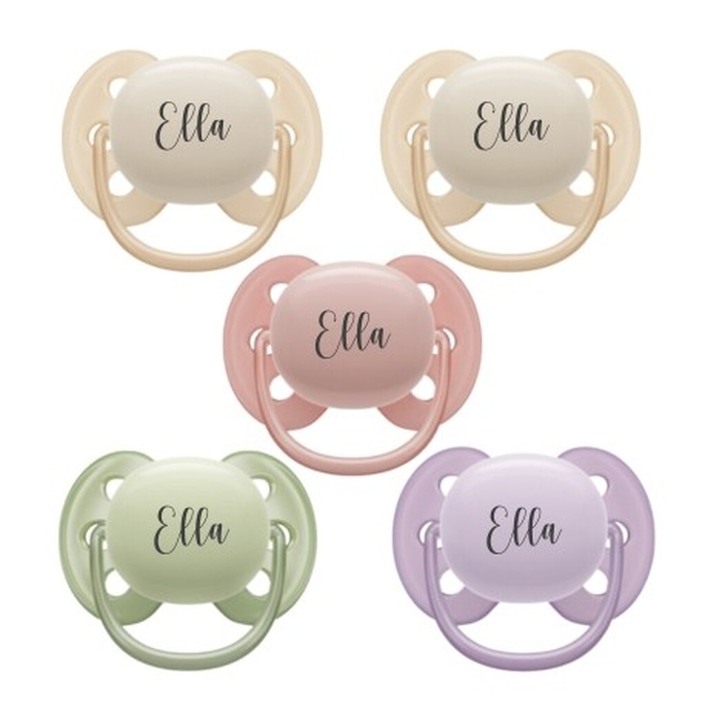 Philips Avent Ultra Soft, Str. 1 (0-6 Mdr.), Symmetrisk - Silikone, Sutter Med Navn , 5-pak