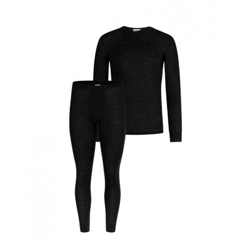 Herresæt I 100% Merino Uld  -  Langærmet T-shirt Og Longjohns 1x1 Rib